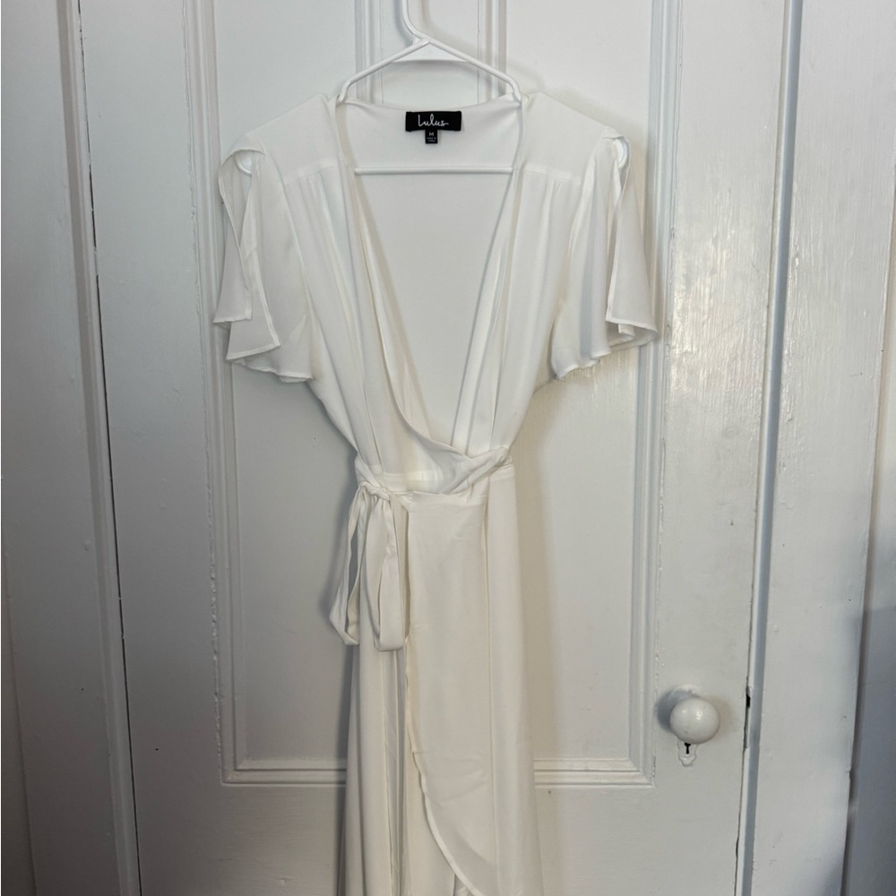 Lulu's Elegant White Midi Dress